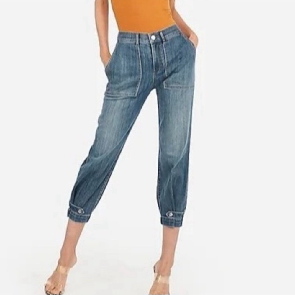 Express high-rise cropped straight medium wash size 0